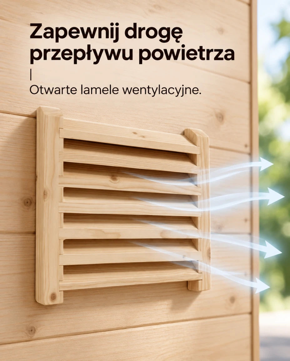 Zapewnij drogę przepływu powietrza — Otwarte lamele wentylacyjne