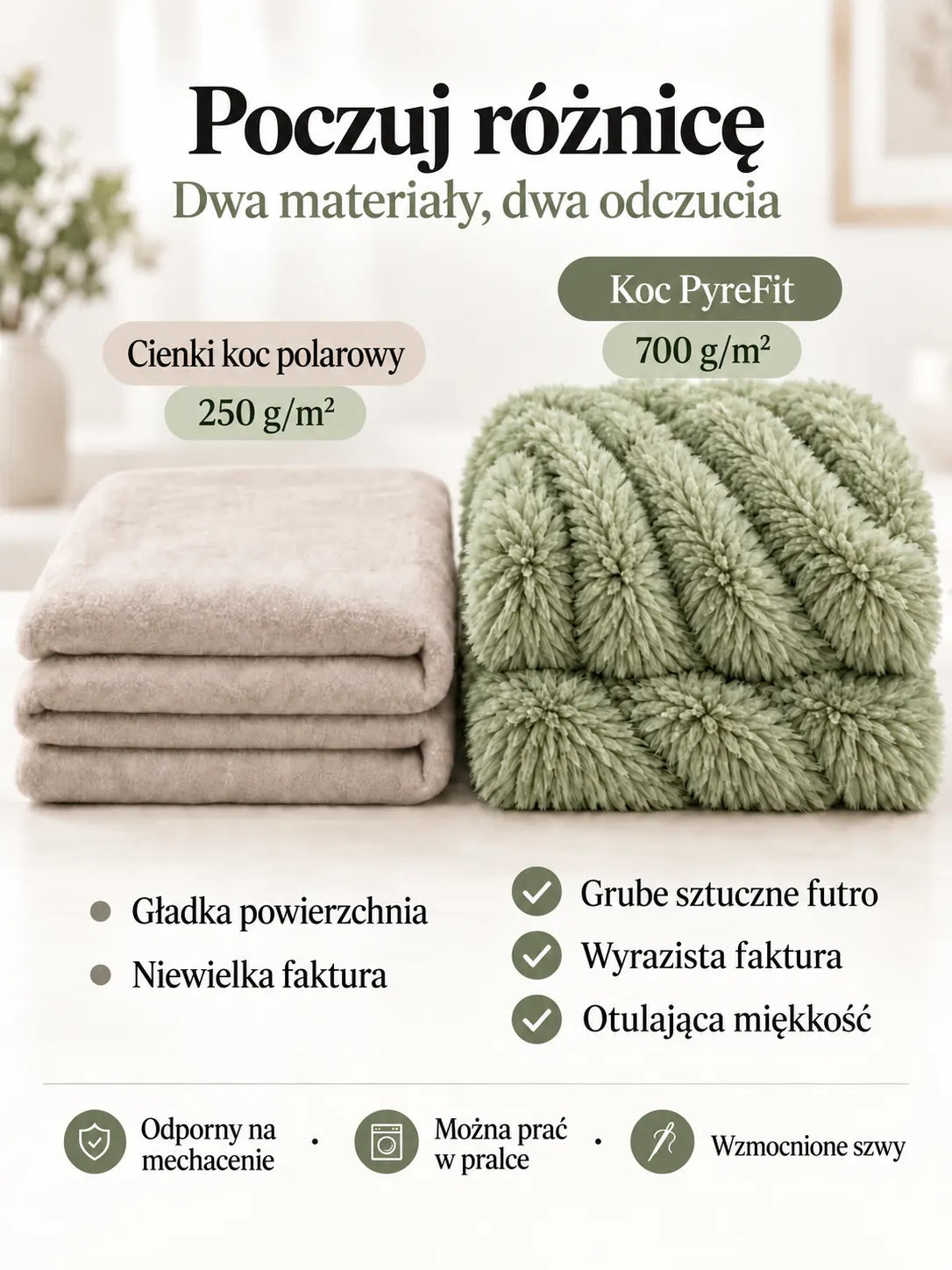 Porównanie materiałów koca Szałwiowy